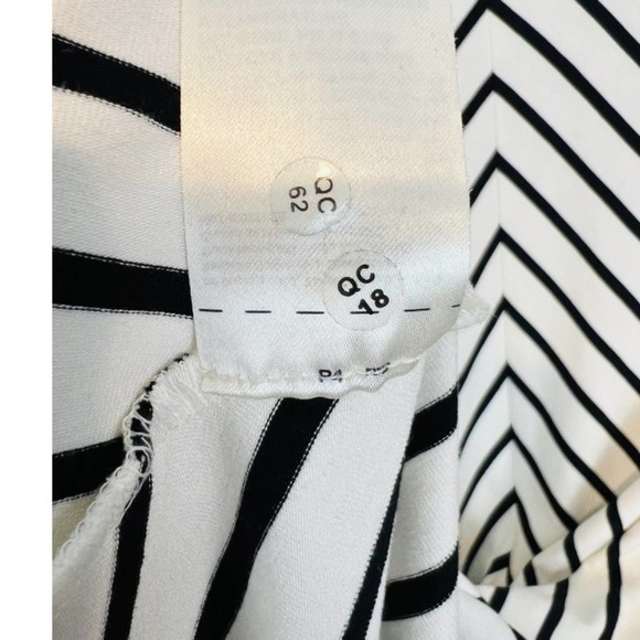 CHICO'S Black & White Striped Dress Flare Long Sleeves - Picture 10 of 11
